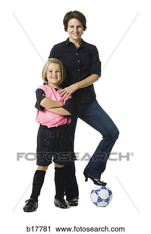 Mother and daughter with soccer ball. View Large Photo Image Stock Image - Mother and daughter with soccer ball.. Fotosearch