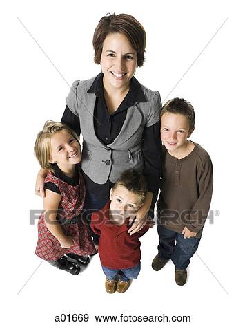Mother and three young children. View Large Photo Image Stock Photo - Mother and three young children.. Fotosearch