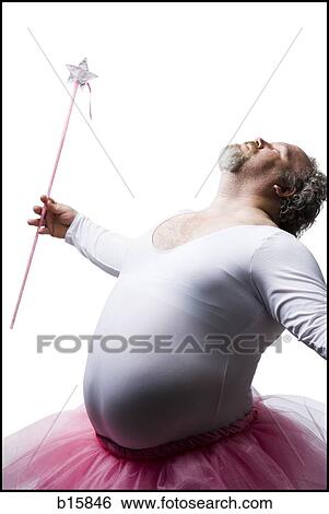 Obese man in tutu with wand dancing View Large Photo Image Stock Photograph - Obese man in tutu with wand dancing. Fotosearch