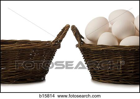 One empty basket and one filled with eggs View Large Photo Image Picture - One empty basket and one filled with eggs. Fotosearch
