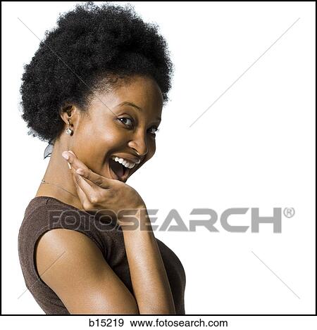 Portrait of a woman smiling View Large Photo Image Stock Photo - Portrait of a woman smiling. Fotosearch