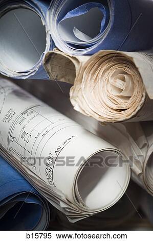 Stock Photography - Rolled blueprints. Fotosearch