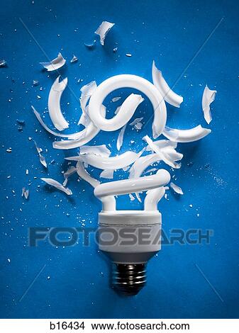 Shattered energy efficient light bulb View Large Photo Image Picture - Shattered energy efficient light bulb. Fotosearch