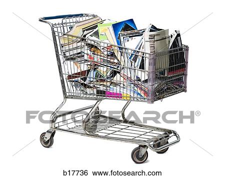 Shopping cart filled with books and magazines View Large Photo Image Stock Photograph - Shopping cart filled with books and magazines. Fotosearch