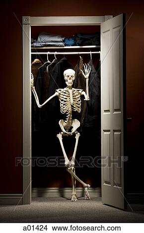 Skeleton standing in closet waving View Large Photo Image Picture - Skeleton standing in closet waving. Fotosearch