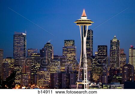 Space Needle in Seattle Washington USA at dusk View Large Photo Image Stock Image - Space Needle in Seattle Washington USA at dusk. Fotosearch