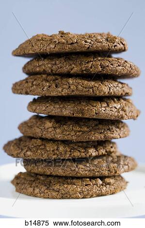 Stack of chocolate cookies View Large Photo Image Stock Photography - Stack of chocolate cookies. Fotosearch