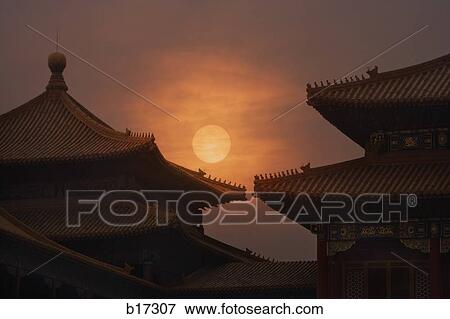 Sunrise or sunset with pagodas View Large Photo Image Stock Photo - Sunrise or sunset with pagodas. Fotosearch