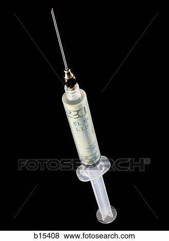 Syringe with twenty dollar bill View Large Photo Image Stock Photo - Syringe with twenty dollar bill. Fotosearch