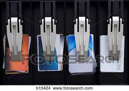 Picture - Till with credit card and bank cards. Fotosearch