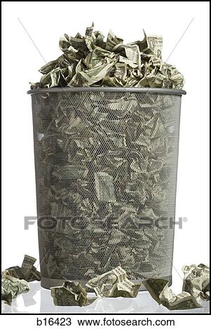 Waste paper basket with crumpled money View Large Photo Image Stock Image - Waste paper basket with crumpled money. Fotosearch