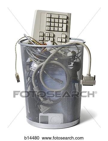 Waste paper basket with keyboard and computer cables View Large Photo Image Stock Image - Waste paper basket with keyboard and computer cables. Fotosearch