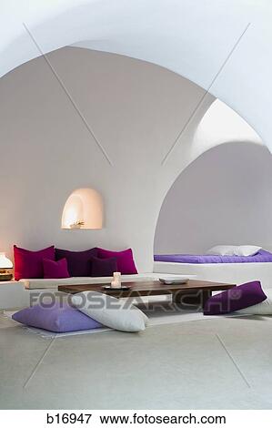 White room with bed sofa and pillows View Large Photo Image Stock Photo - White room with bed sofa and pillows. Fotosearch