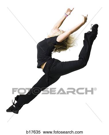 Stock Photography - Woman dancing and leaping. Fotosearch