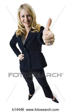 Stock Photograph - woman giving thumbs up. Fotosearch
