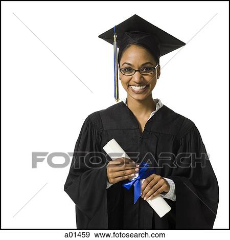 Woman in graduation gown and Blank Sign with diploma View Large Photo Image Stock Photo - Woman in graduation gown and Blank Sign with diploma. Fotosearch