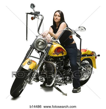 Woman sitting on motorcycle View Large Photo Image Stock Photograph - Woman sitting on motorcycle. Fotosearch