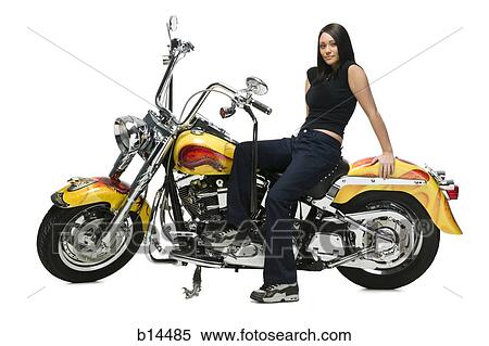 Woman sitting on motorcycle View Large Photo Image Stock Photography - Woman sitting on motorcycle. Fotosearch