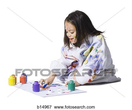 Young girl finger painting View Large Photo Image Stock Photo - Young girl finger painting. Fotosearch