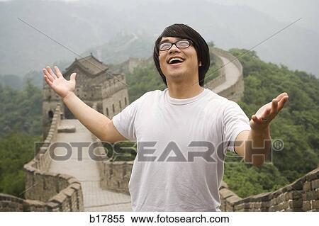 Young man at the Great Wall of China. View Large Photo Image Stock Photography - Young man at the Great Wall of China.. Fotosearch