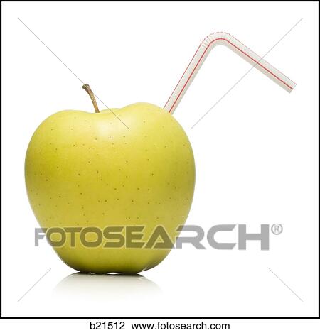 apple with a straw in it View Large Photo Image Stock Image - apple with a straw in it. Fotosearch