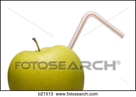 apple with a straw in it View Large Photo Image Stock Image - apple with a straw in it. Fotosearch
