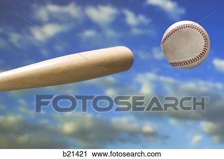 Stock Image - bat hitting a baseball. Fotosearch