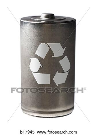 Stock Photography - Battery with recycling symbol on it.. Fotosearch