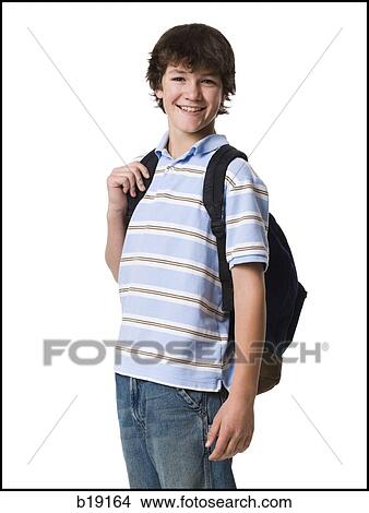 boy with a backpack. View Large Photo Image Picture - boy with a backpack.. Fotosearch