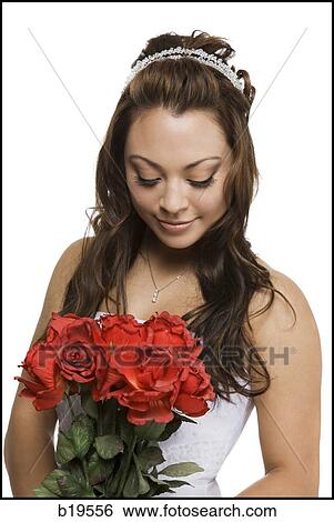 bride with flowers View Large Photo Image Stock Photograph - bride with flowers. Fotosearch