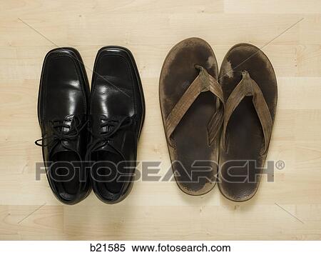 business shoes and flip flops View Large Photo Image Stock Photography - business shoes and flip flops. Fotosearch