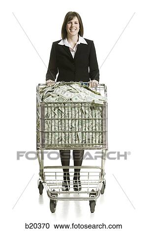 businessperson with a shopping cart full of money View Large Photo Image Stock Image - businessperson with a shopping cart full of money. Fotosearch