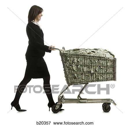 businessperson with a shopping cart full of money View Large Photo Image Stock Photo - businessperson with a shopping cart full of money. Fotosearch