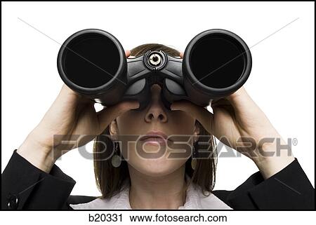 Stock Image - businessperson with binoculars. Fotosearch
