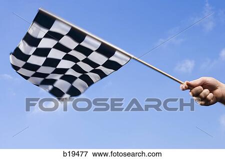 Stock Photo - checkered flag being waved. Fotosearch