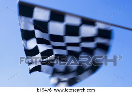 Stock Photograph - checkered flag being waved. Fotosearch