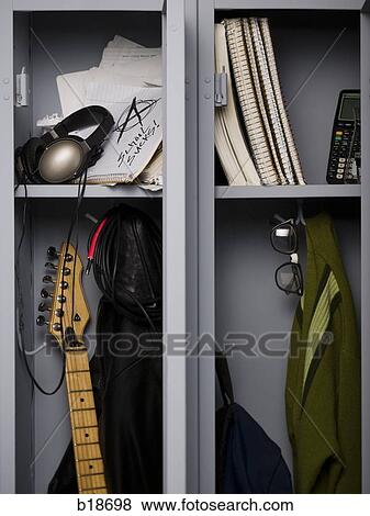 Contents of high school lockers. View Large Photo Image Stock Photo - Contents of high school lockers.. Fotosearch