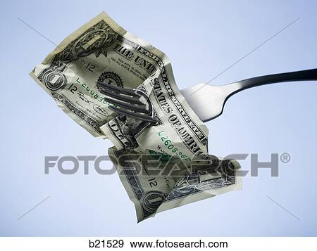 dollar on a fork View Large Photo Image Stock Photo - dollar on a fork. Fotosearch
