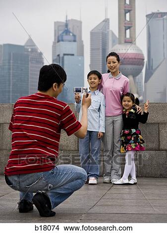 Family of four taking a picture. View Large Photo Image Picture - Family of four taking a picture.. Fotosearch