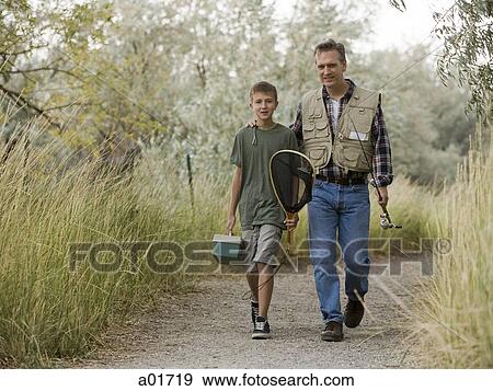 Father and son going fishing. View Large Photo Image Stock Photo - Father and son going fishing.. Fotosearch