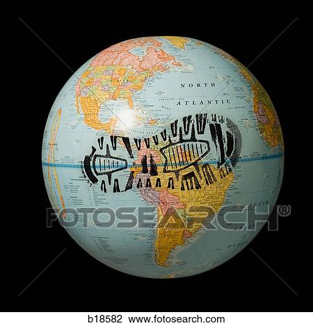 Footprint on a globe. View Large Photo Image Stock Image - Footprint on a globe.. Fotosearch