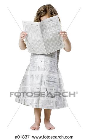 girl in a newspaper dress View Large Photo Image Stock Photo - girl in a newspaper dress. Fotosearch