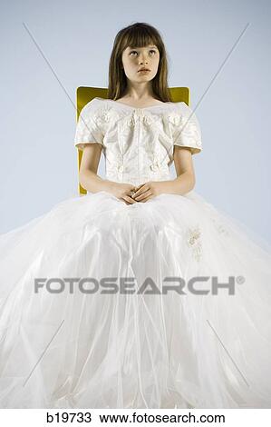 Stock Image - girl in a white dress. Fotosearch