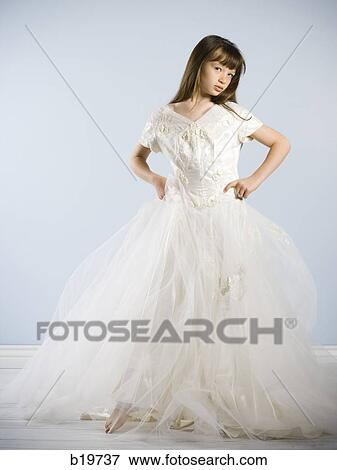 Stock Photo - girl in a white dress. Fotosearch