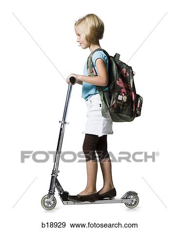 girl on a scooter. View Large Photo Image Stock Photo - girl on a scooter.. Fotosearch