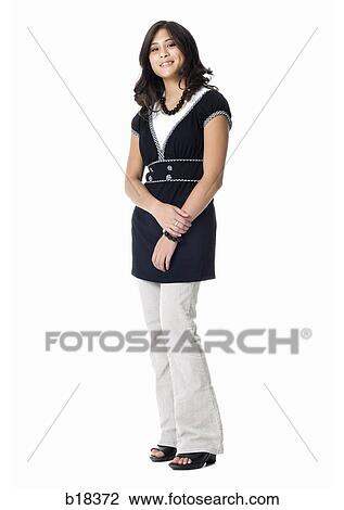 Girl standing and smiling. View Large Photo Image Stock Image - Girl standing and smiling.. Fotosearch
