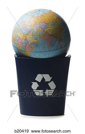 globe in a recycling bin View Large Photo Image Stock Photo - globe in a recycling bin. Fotosearch