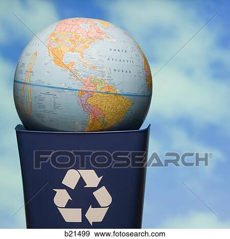 globe in a recycling bin View Large Photo Image Stock Photo - globe in a recycling bin. Fotosearch