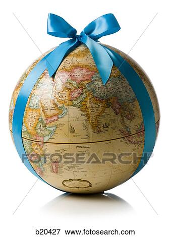 globe with a bow around it View Large Photo Image Stock Photo - globe with a bow around it. Fotosearch