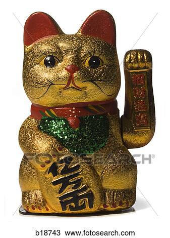 Stock Image - Golden asian cat toy.. Fotosearch